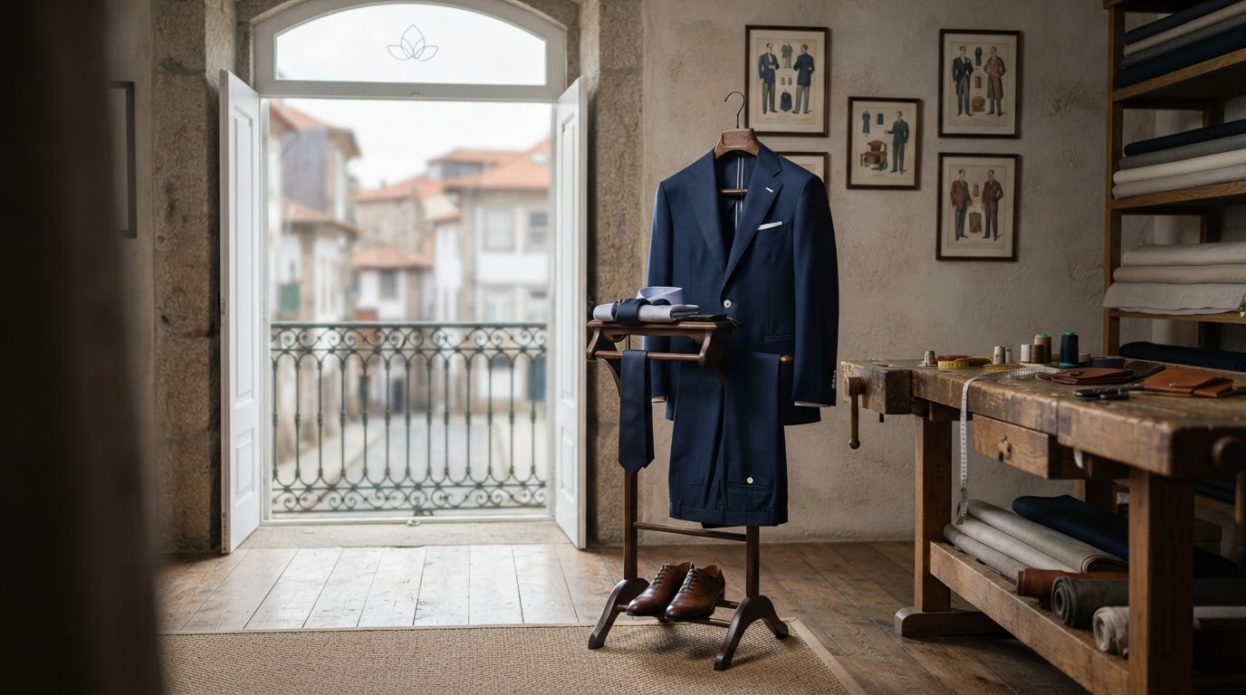 Modelo com roupa feita à medida