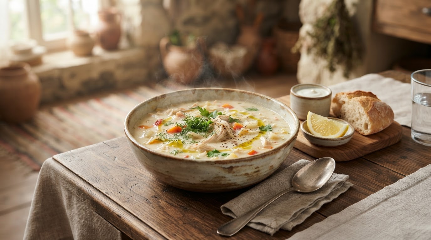 Ciorbă de pui a la grec