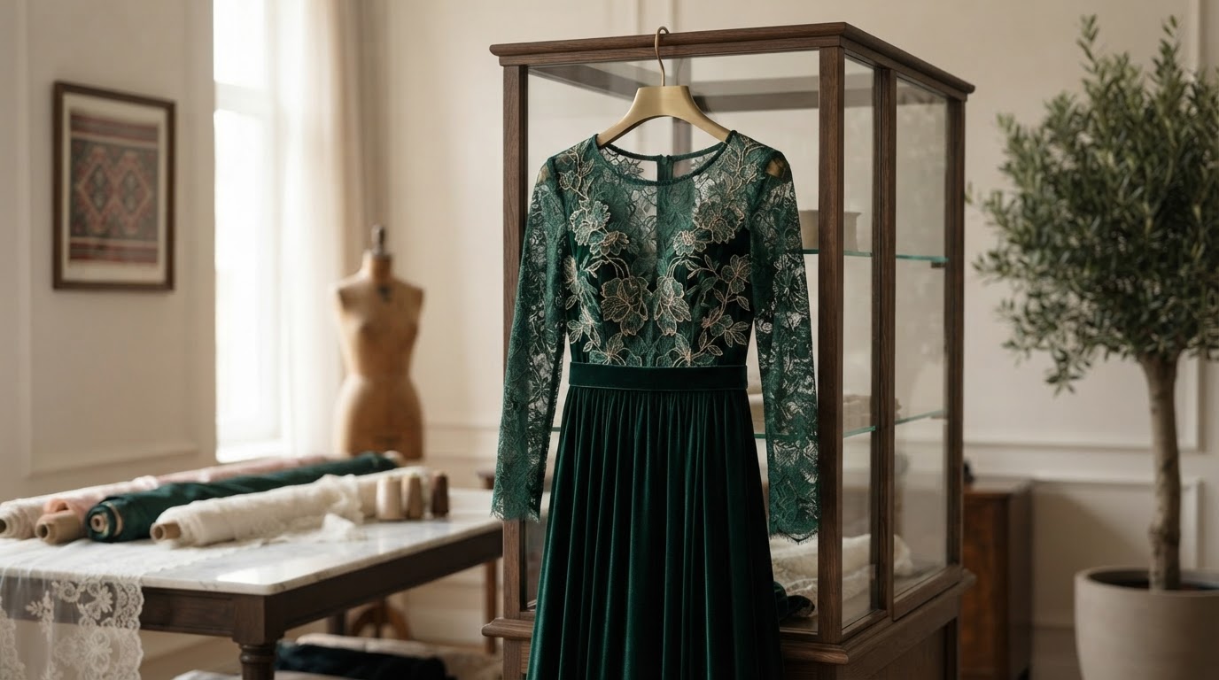 Femeie elegantă purtând o rochie la comandă